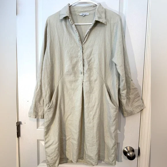 chinese dress ladies CRISTINA VERGANI Made In Italy Linen Blend Voile Shoulder Tie Bow Midi Dress